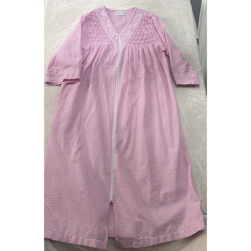 Miss Elaine SZ-PM  Long  Robe Zip Light Pink Embroidered